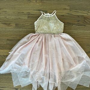 Elegant Pink and Gold Kids Dress